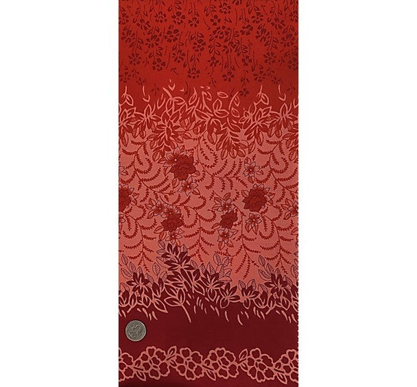 1 Yard Cotton Voile Fabric Double Border Fuchsia Orange Print 44/45" Width Apparel Fabric