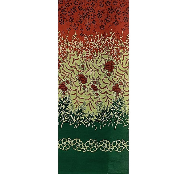 1 Yard Cotton Voile Fabric Double Border Green Orange Print 44/45" Width Apparel Fabric