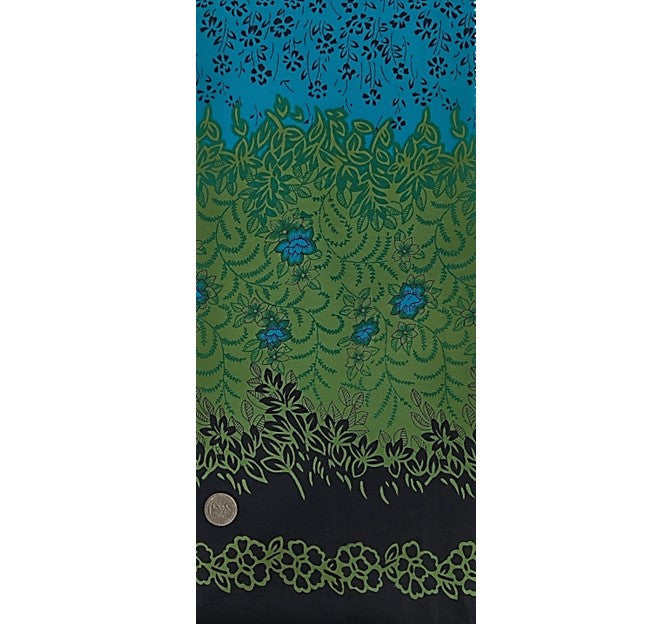Cotton Voile 0H017 Cotton Voile Fabric - Navy/Turquoise Double Border, 44/45" Width (1 Yard)