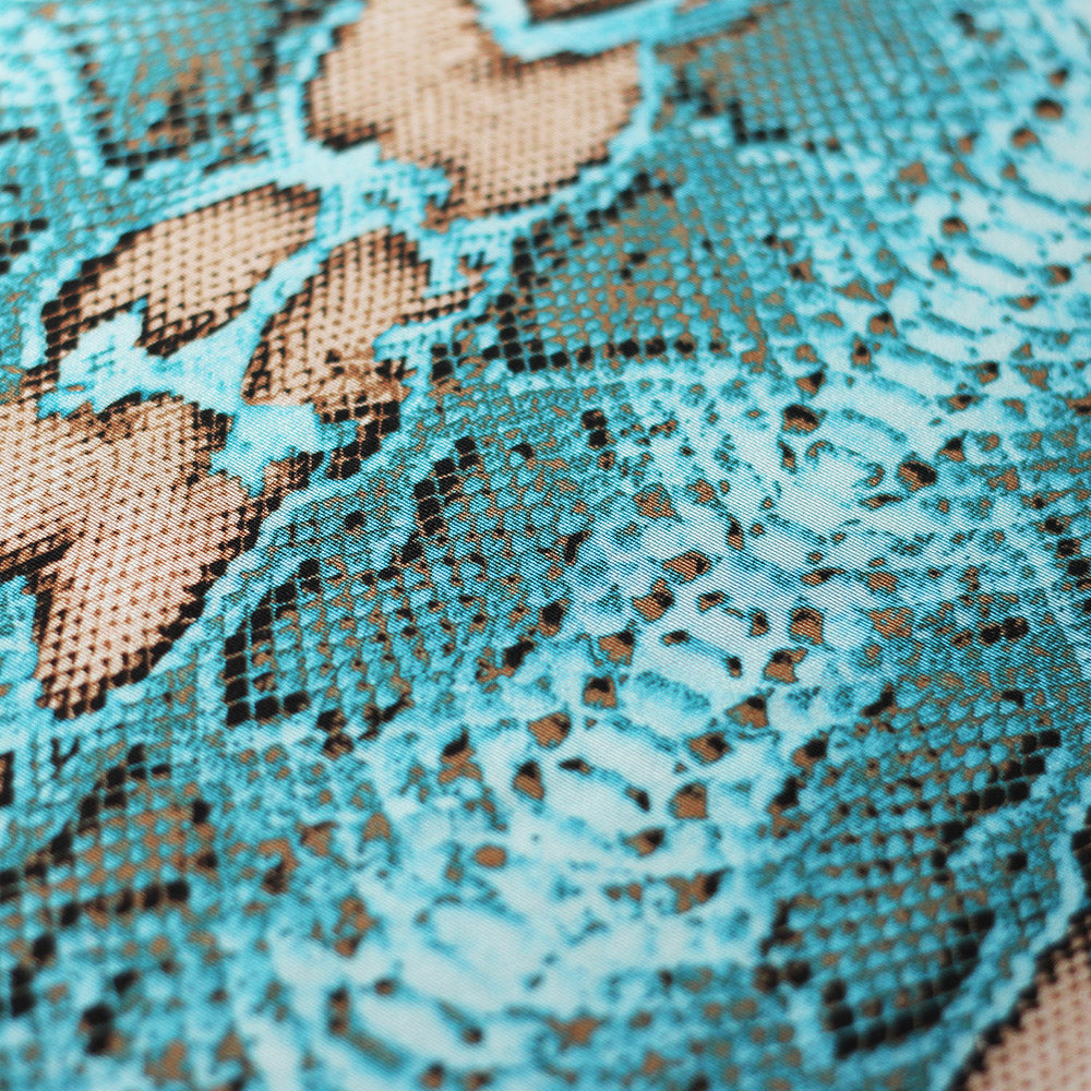 Snake Skin Nylon Spandex Fabric - Pink/Orange/Turquoise/Tan Snake Print, 58/60" Width, 320 GSM (1 Yard)