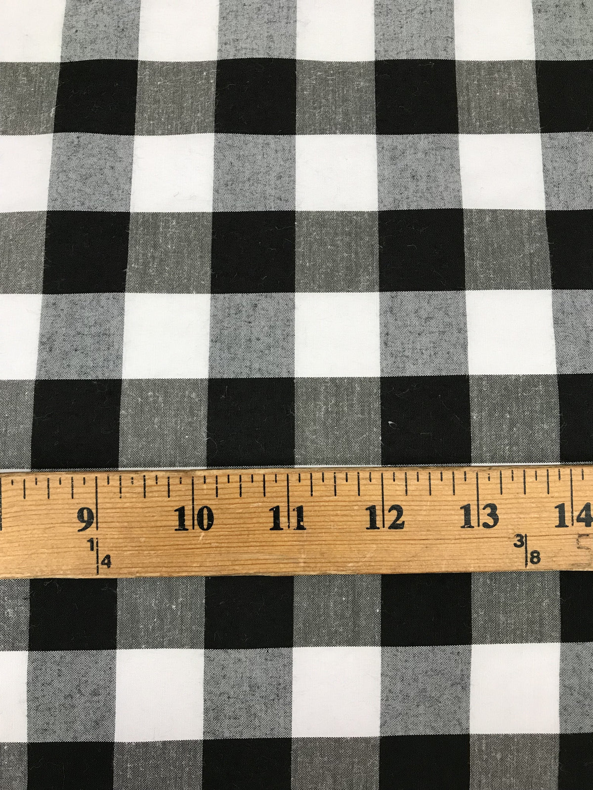 Black Gingham Checkered Poly Cotton Fabric - Black Gingham, 58/59" Width