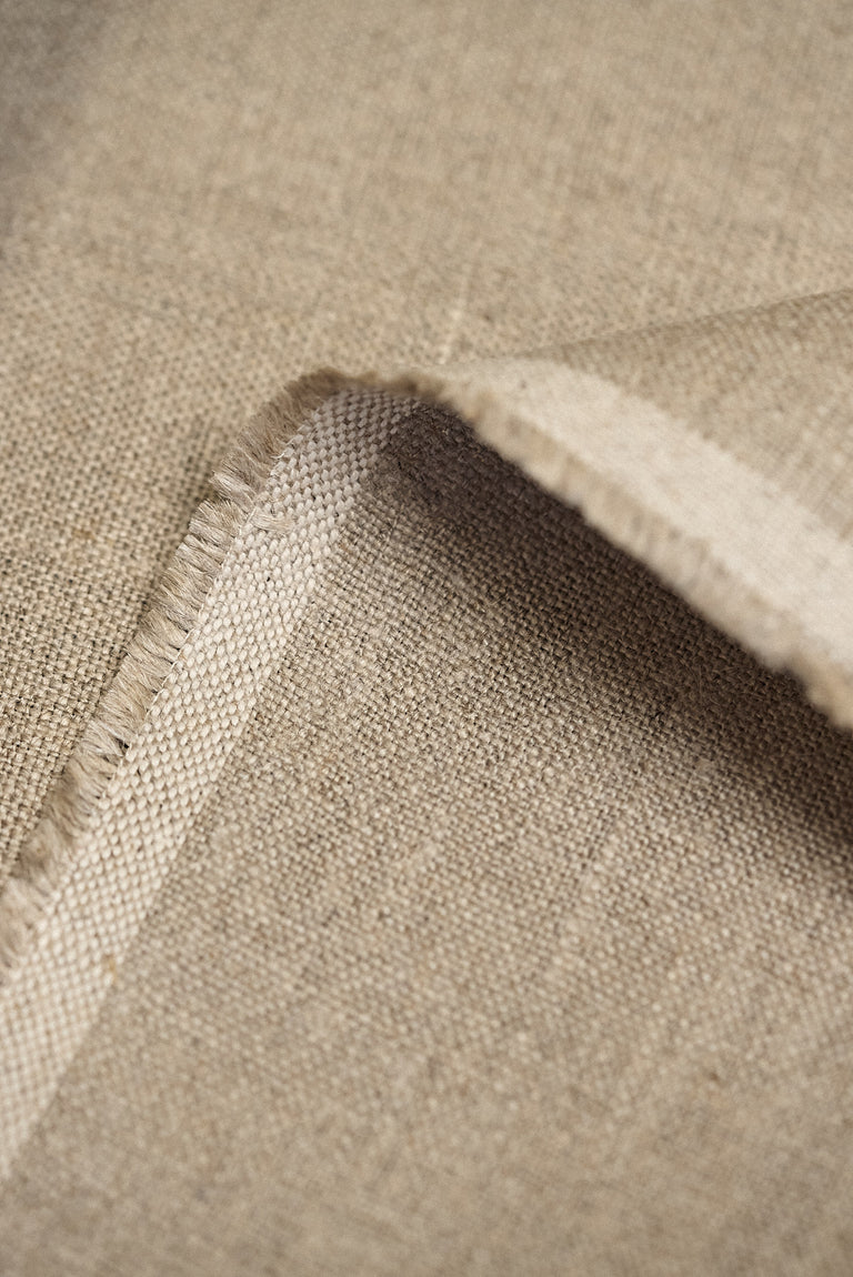 1 Yard Solid Natural Heavyweight Pure Linen Fabric 10.5 oz Flat 58 Inches Wide