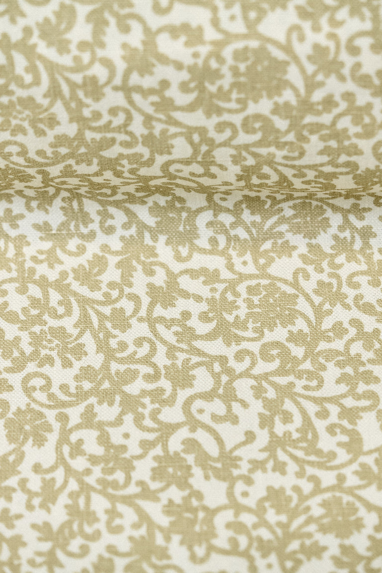 1 Yard Old Europe Sage Print Pure Linen Fabric Heavyweight Printed 58 Inch Width