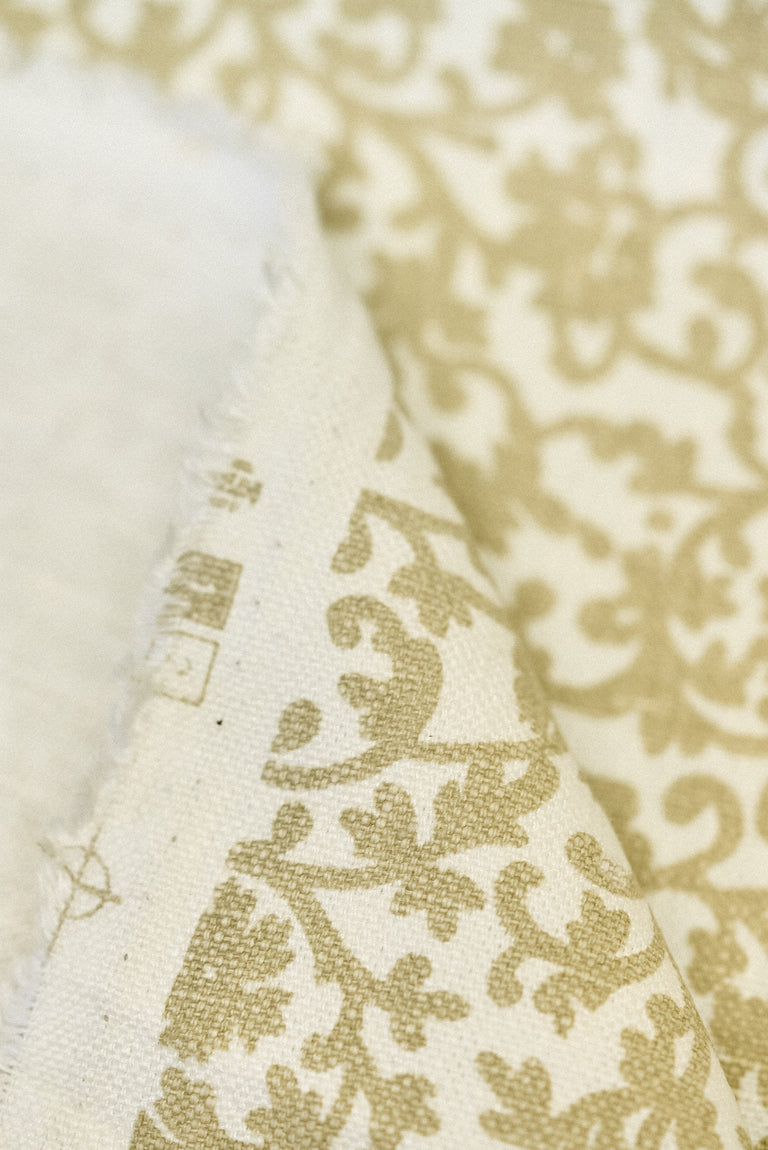 1 Yard Old Europe Sage Print Pure Linen Fabric Heavyweight Printed 58 Inch Width