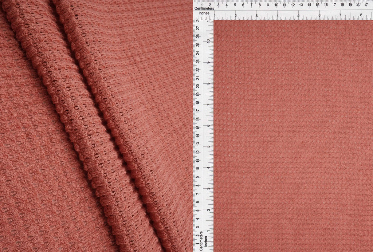 1 Yard Oversize Waffle Solid Knit Fabric 220 GSM, 54/56'' Wide Polyester Rayon Spandex Blend