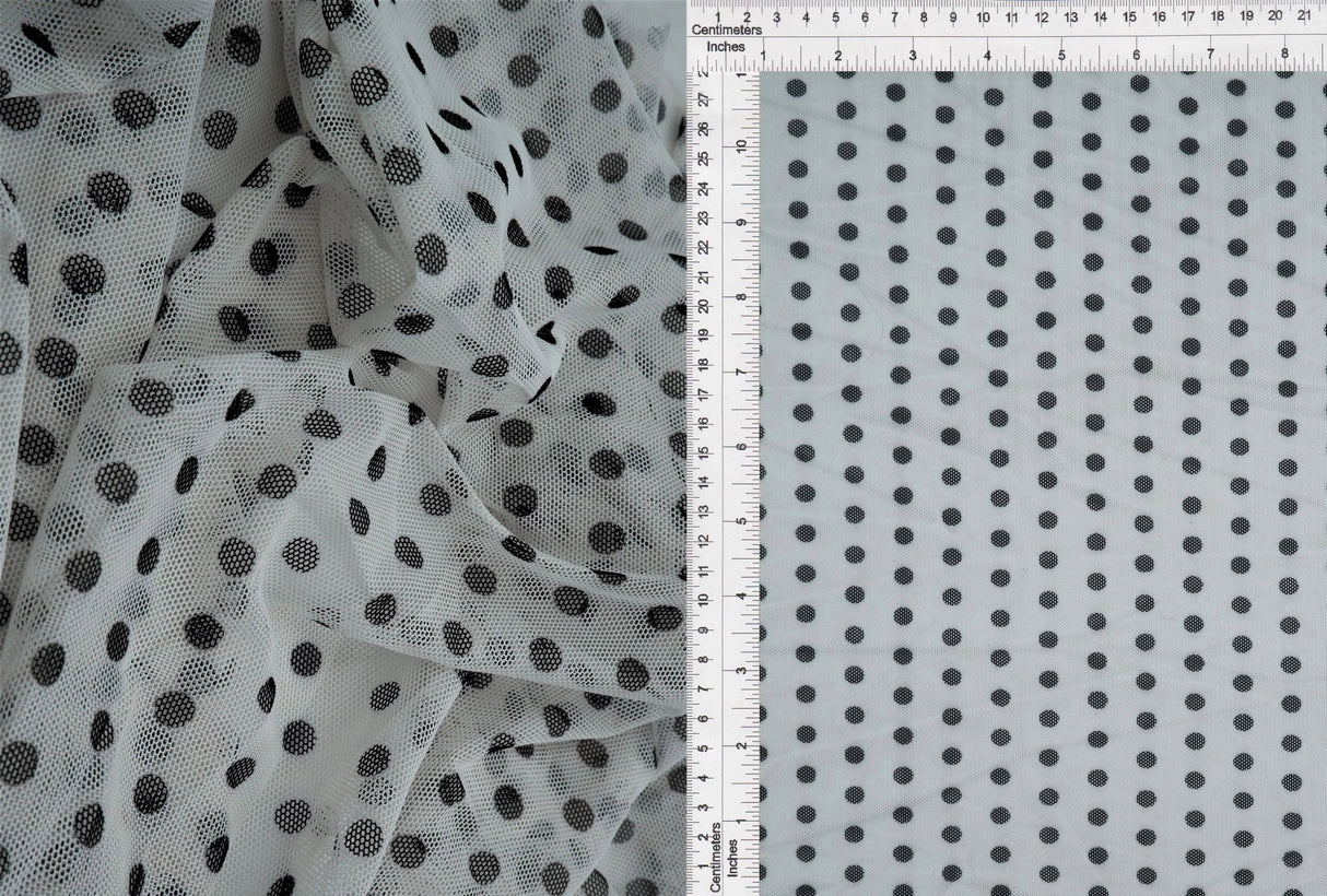 1 Yard Mesh Polka Dot Print Fabric, 54'' Wide Polyester Spandex Blend