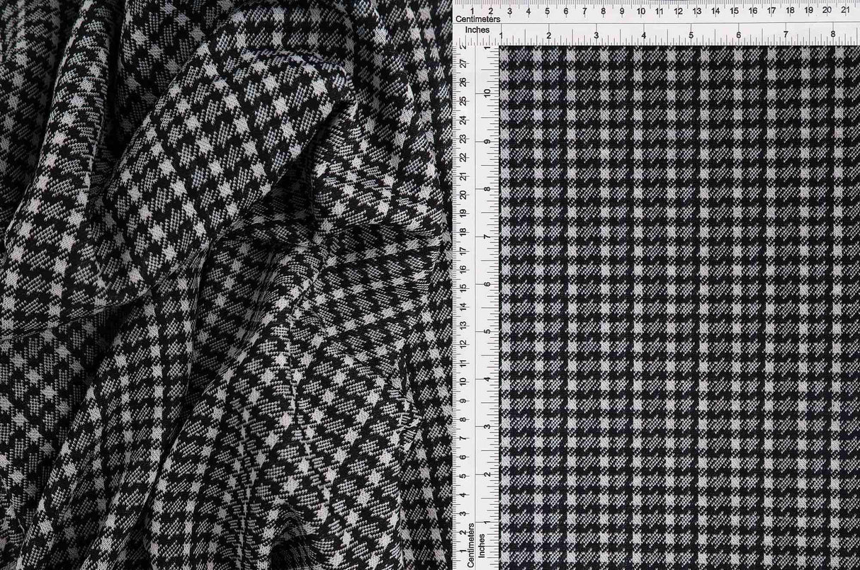 58/60" Double Knit Jacquard Plaid Fabric 90.5% Polyester 8.5% Rayon 1% Spandex 230 GSM by Yard
