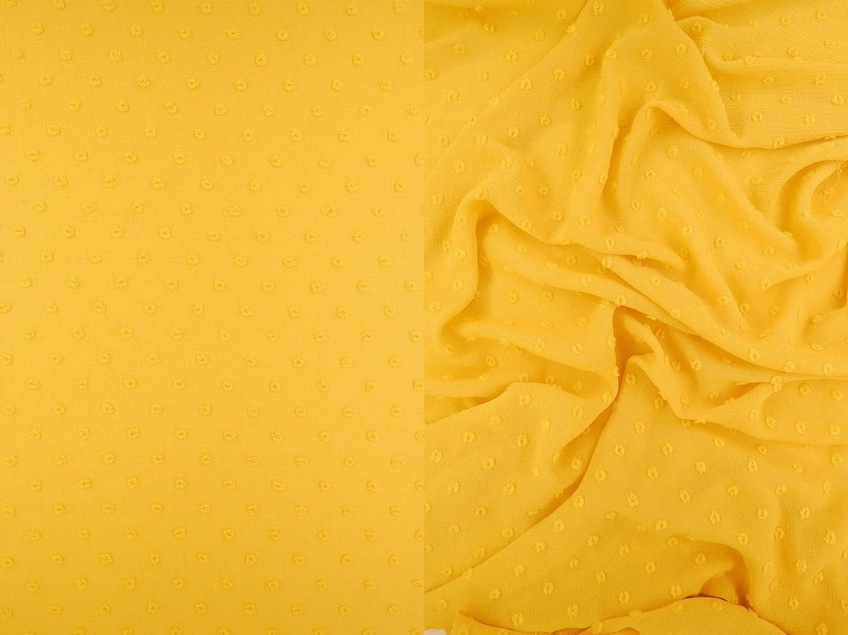 1 Yard Waffle Swiss Dot Chiffon Woven Fabric Textured Sheer Soft Drapery 59/60" Width