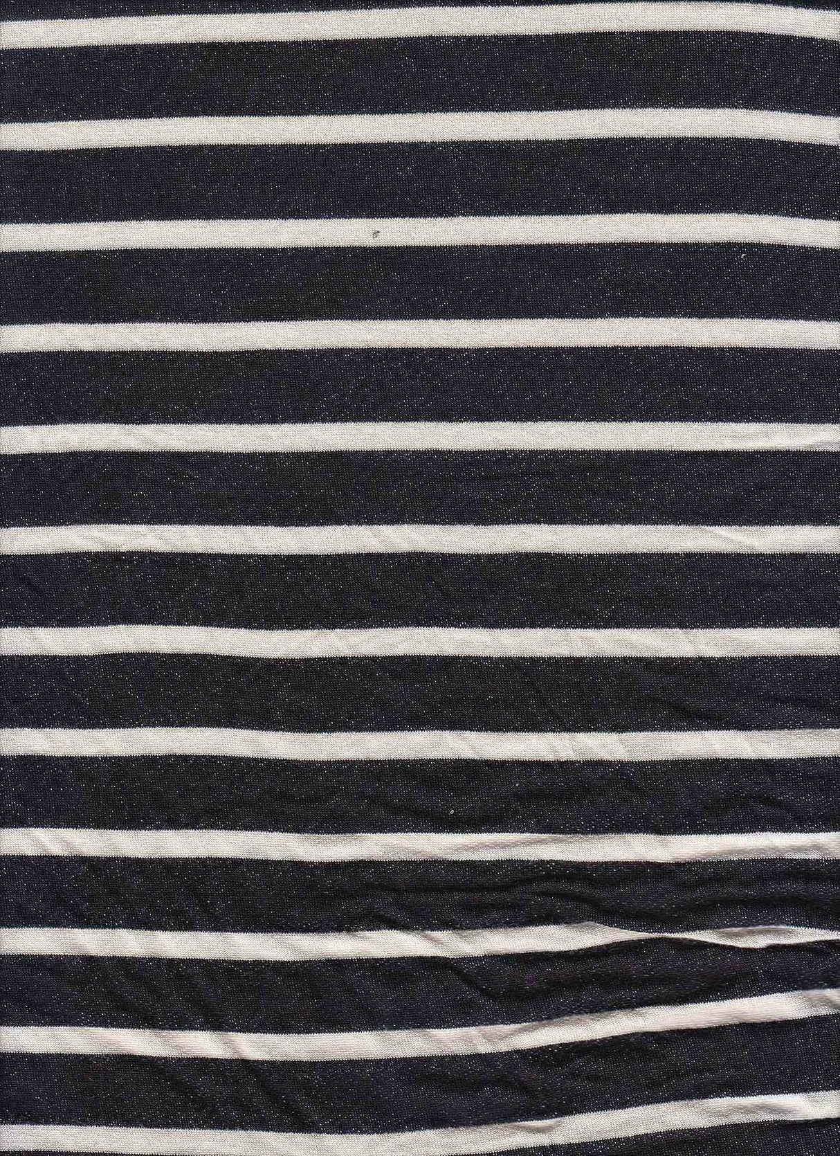 Black and Ivory French Terry YD Stripe Fabric 1 Yard Stretch Soft Feel 58/60" Wide