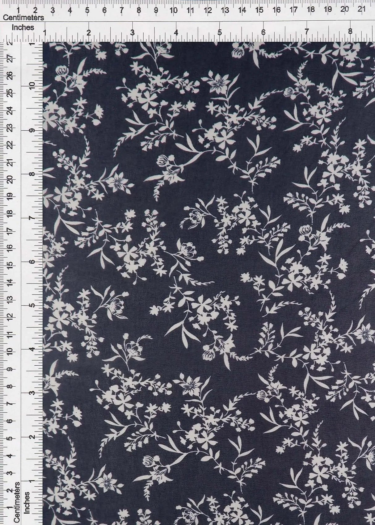 1 Yard Navy Chiffon Fabric 100% Polyester Floral Print, 57/58" Wide