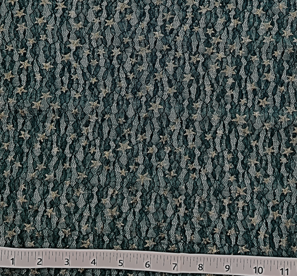 1 Yard Dark Wine Lace with Foil Gold Stars Apparel Fabric – 50/52" Width | 97% Polyester 3% Spandex