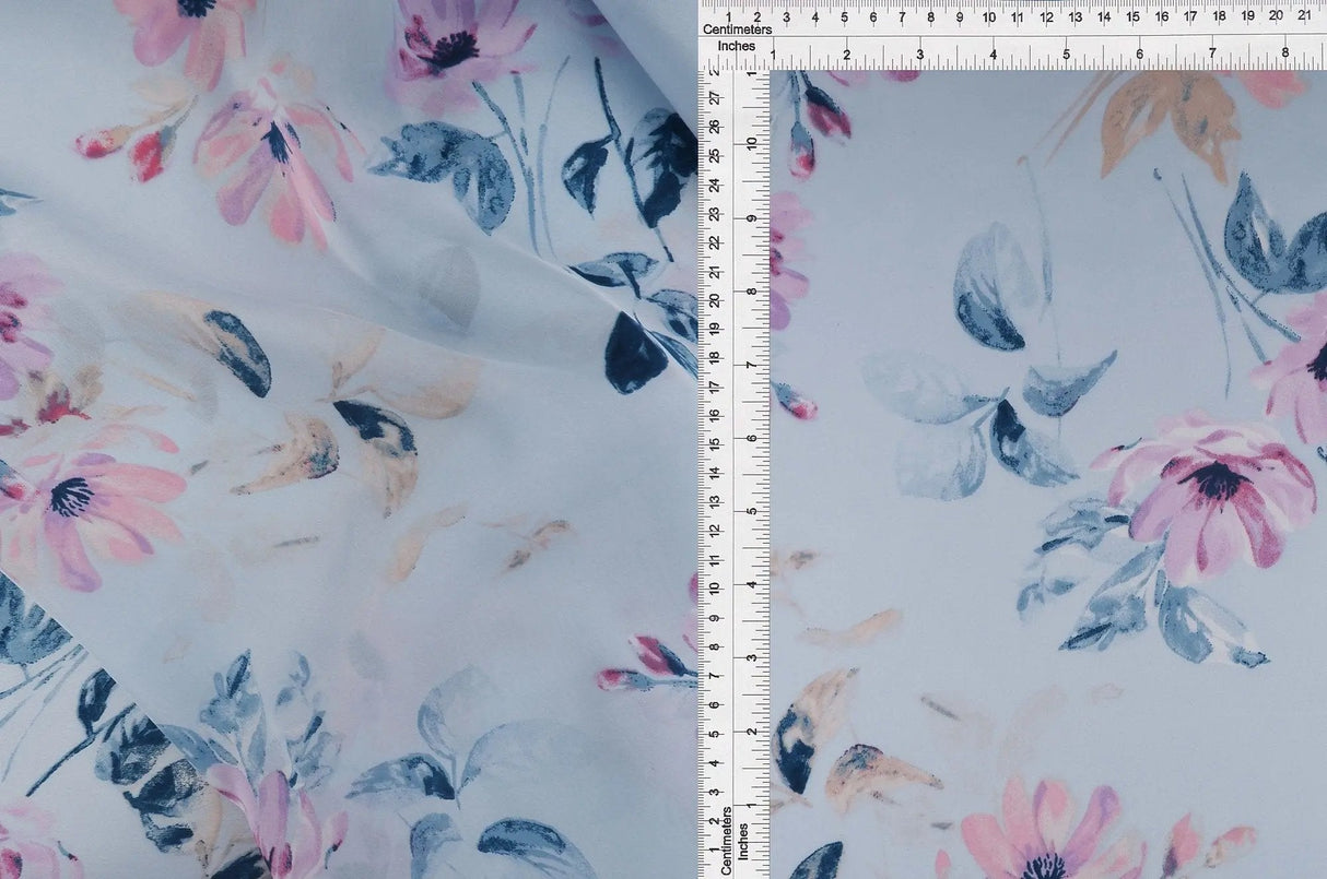 1 Yard Satin Floral Print Fabric, 57/58'' Wide 100% Polyester