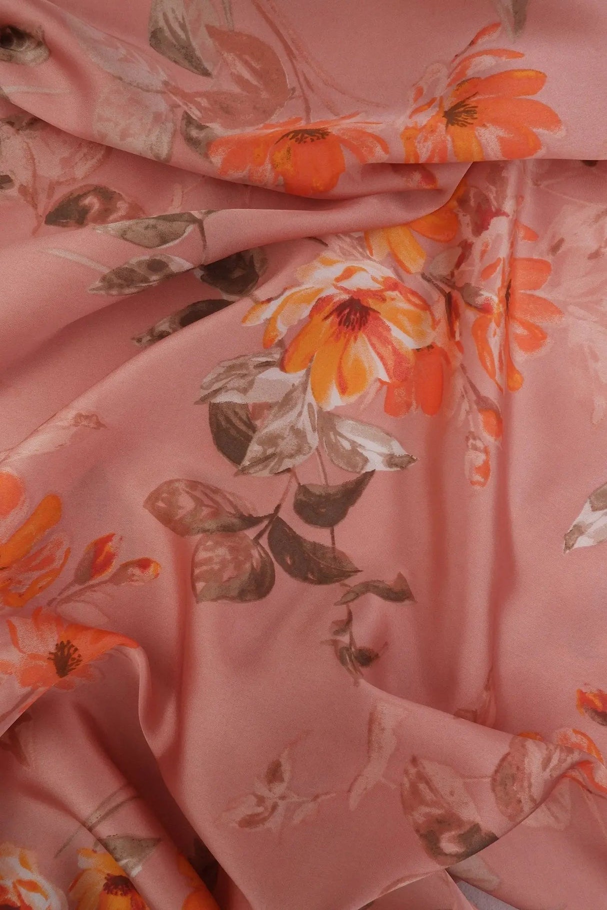 Satin Floral Print Fabric 100% Polyester, 57/58'' Wide