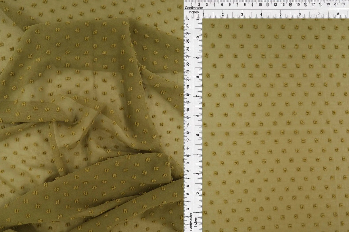 1 Yard Swiss Dot Chiffon Solid Woven Fabric Lightweight Sheer Drapery 57/58" Width