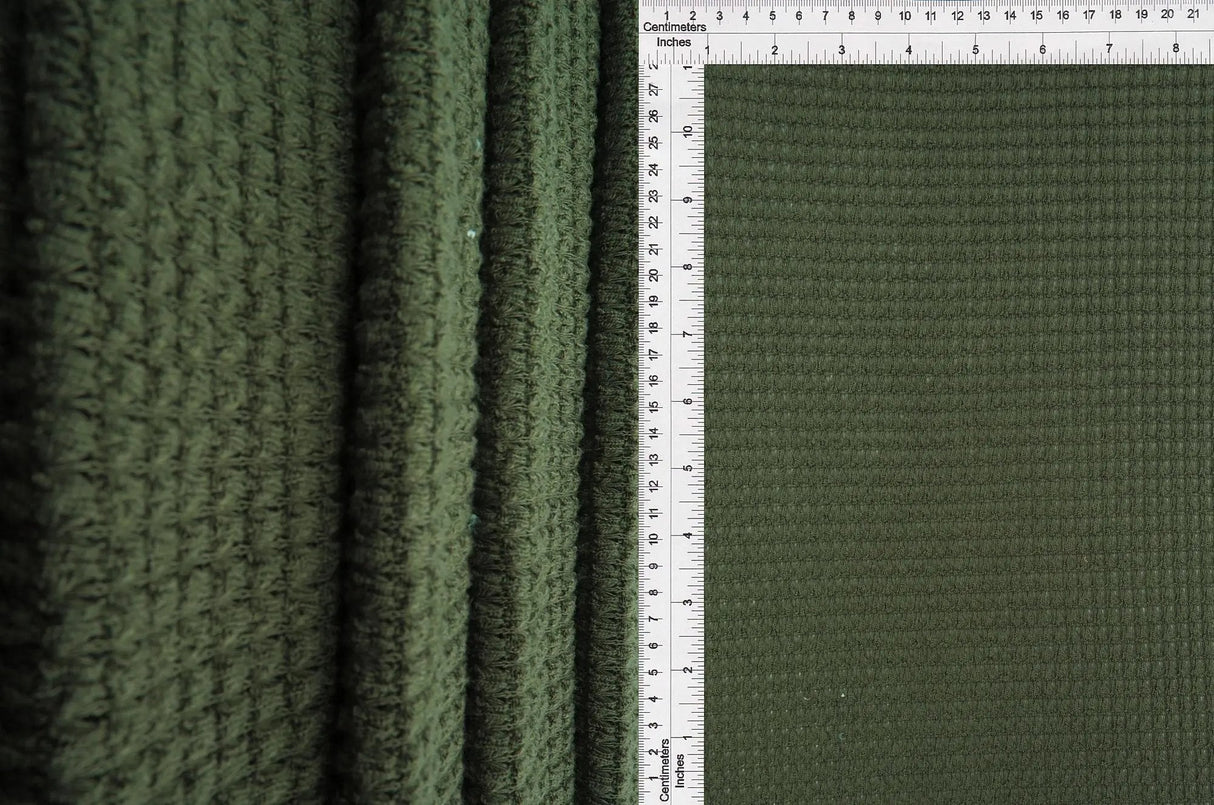 1 Yard Oversize Waffle Solid Knit Fabric 220 GSM, 54/56'' Wide Polyester Rayon Spandex Blend