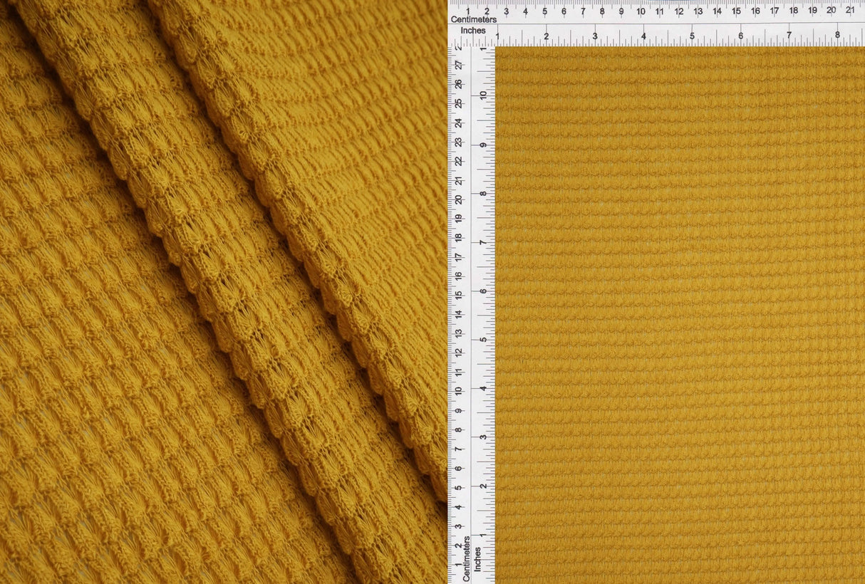 1 Yard Oversize Waffle Solid Knit Fabric 220 GSM, 54/56'' Wide Polyester Rayon Spandex Blend
