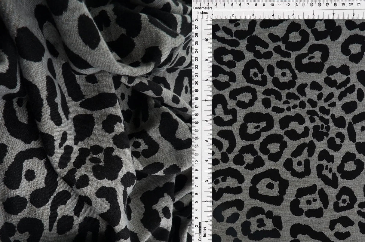 1 Yard French Terry Knit Fabric Animal Jaguar Cheetah Leopard Print 58/60" Width