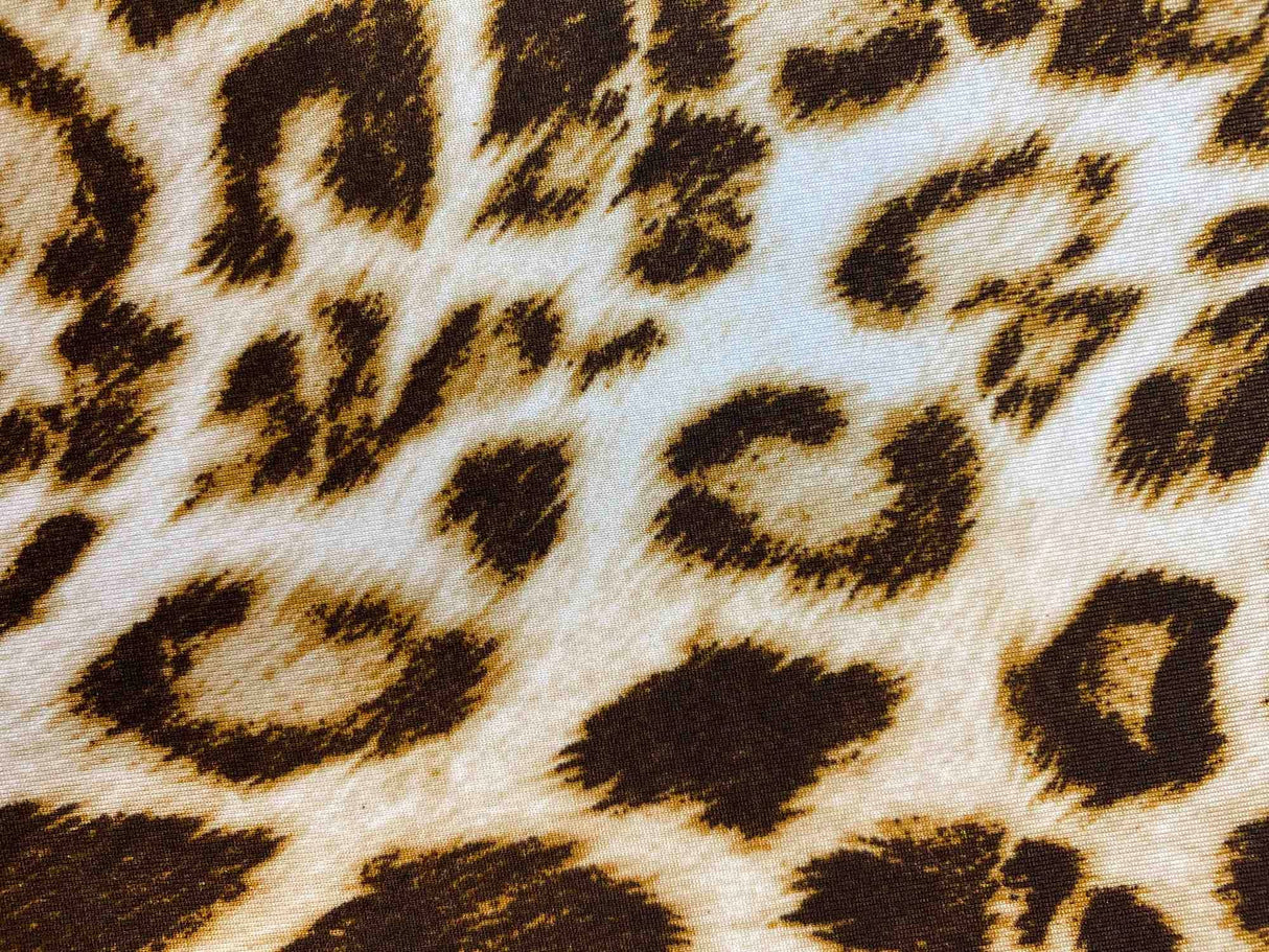 Taupe Animal Print DTY Brushed Knit Fabric 1 Yard Soft Stretch Lightweight 58/60" Wide