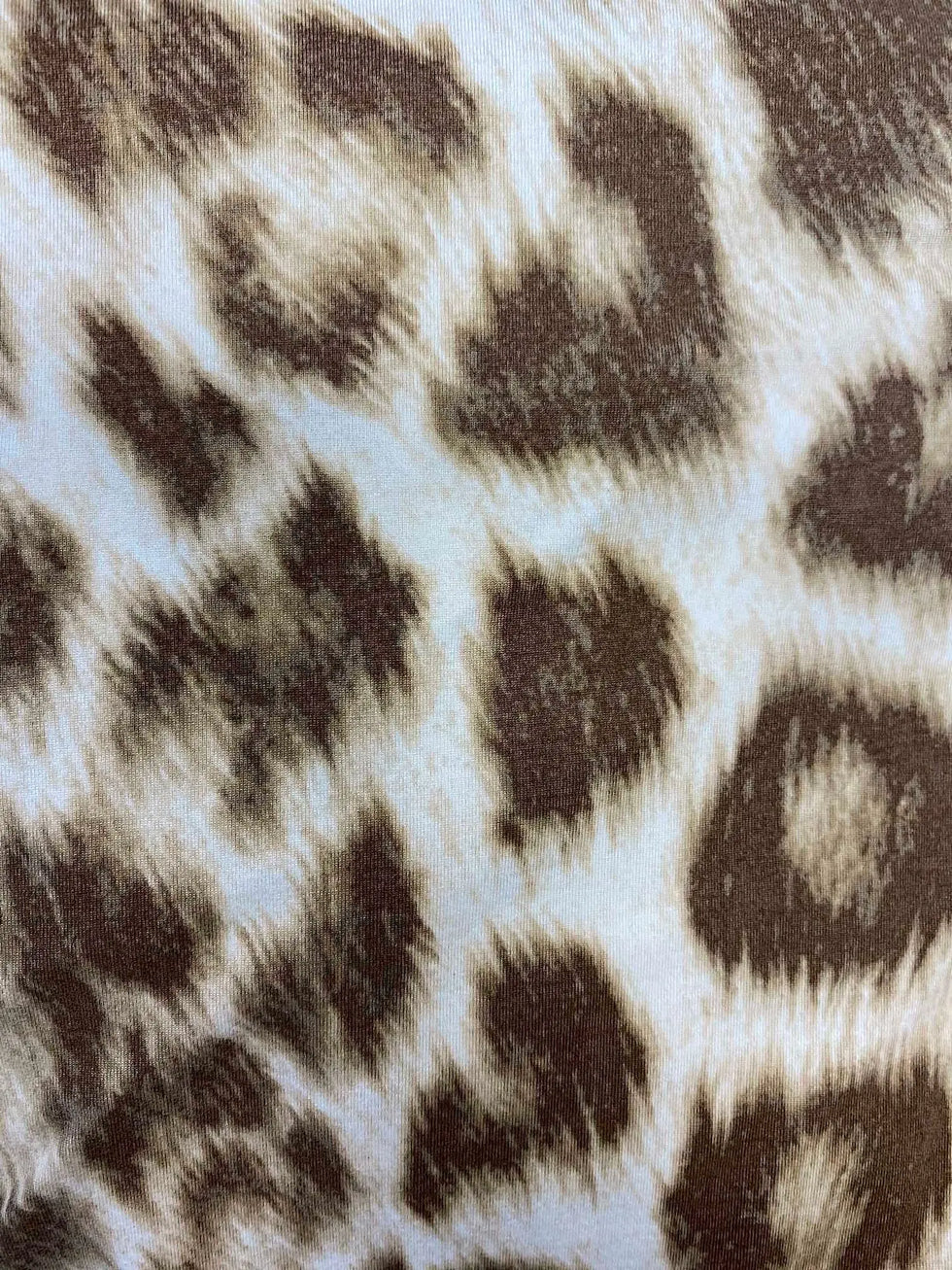 1 Yard DTY Brushed Animal Print Knit Fabric, 58/60'' Wide Polyester Spandex Blend