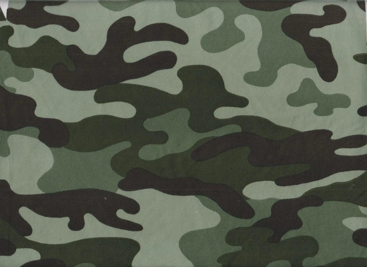 Brushed Camo Print DTY Knit Fabric Soft Stretch Polyester Spandex 58/60” Wide