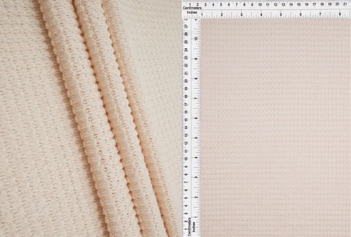 1 Yard Oversize Waffle Solid Knit Fabric 220 GSM, 54/56'' Wide Polyester Rayon Spandex Blend