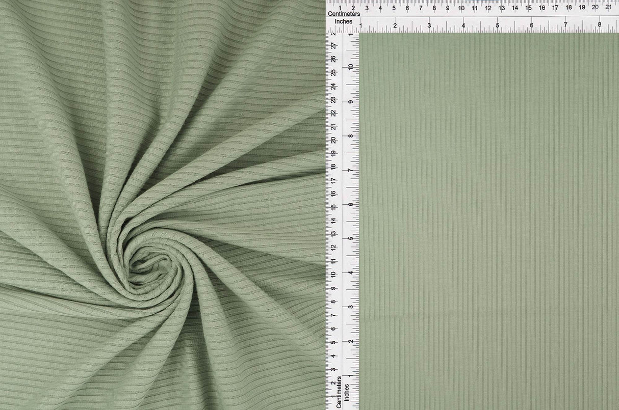 1 Yard 4x2 Rib Solid Knit Fabric, 52/54'' Wide Polyester Rayon Spandex Blend