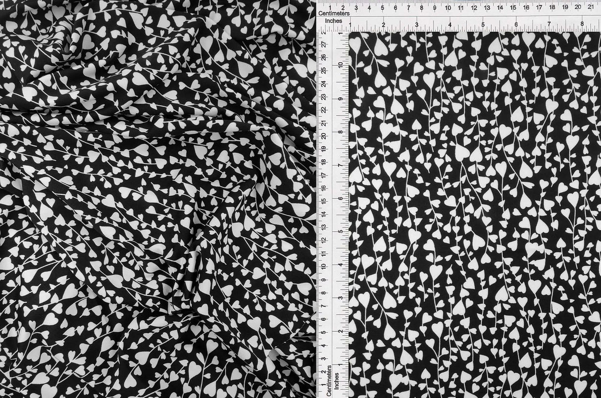1 Yard Polyester Spandex DTY Knit Fabric Soft Stretch Heart Print 58/60" Width