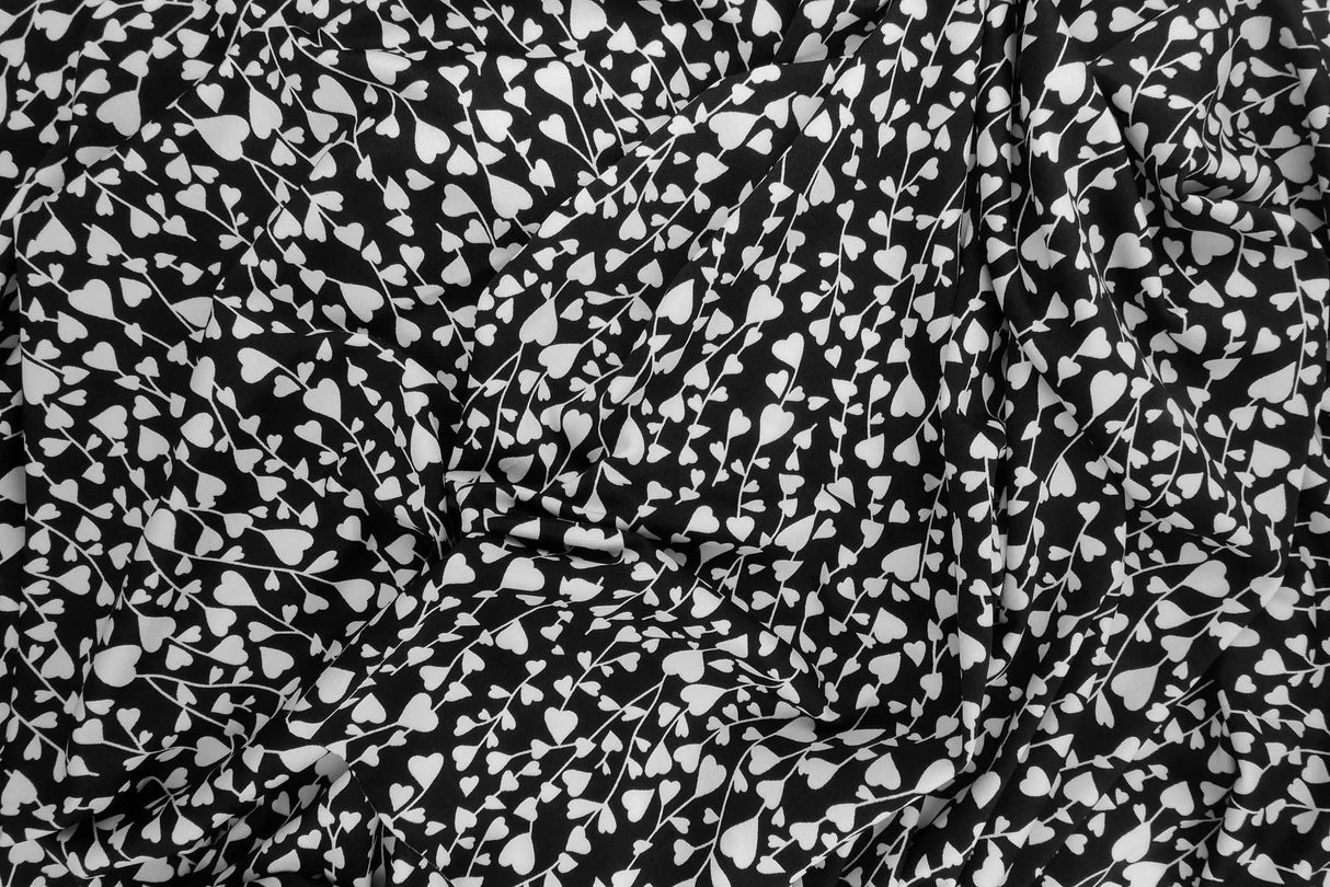 1 Yard Polyester Spandex DTY Knit Fabric Soft Stretch Heart Print 58/60" Width