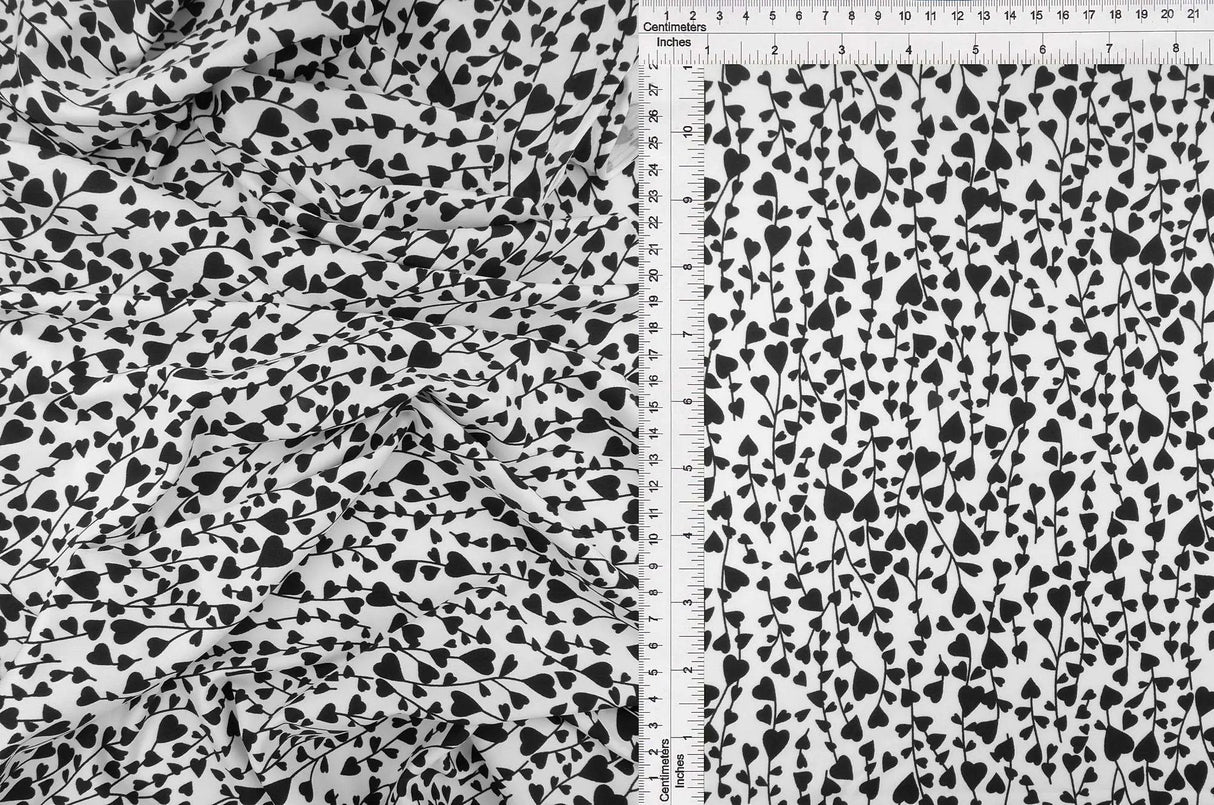 1 Yard Polyester Spandex DTY Knit Fabric Soft Stretch Heart Print 58/60" Width