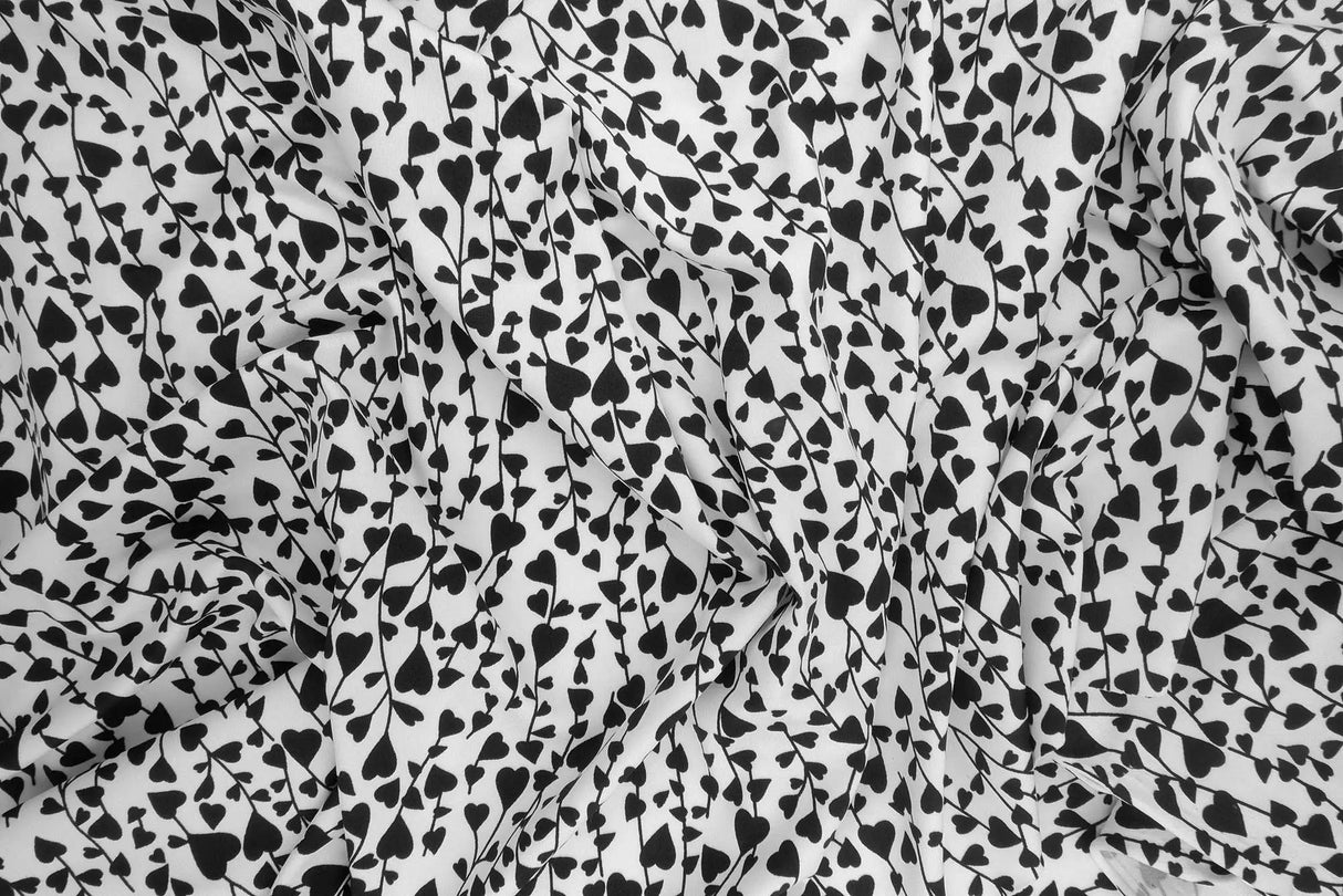 1 Yard Polyester Spandex DTY Knit Fabric Soft Stretch Heart Print 58/60" Width