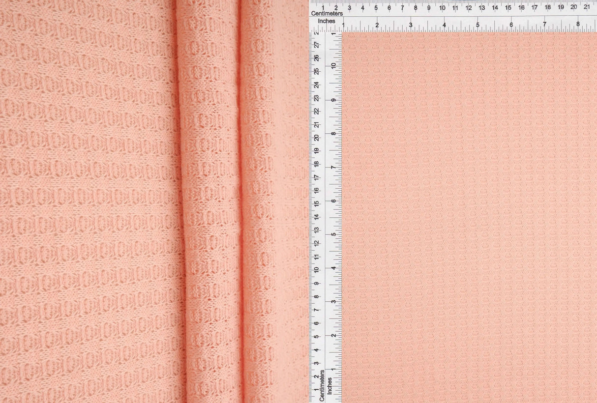 1 Yard Waffle Solid Knit Fabric, 58/60? Wide Polyester Rayon Spandex Blend