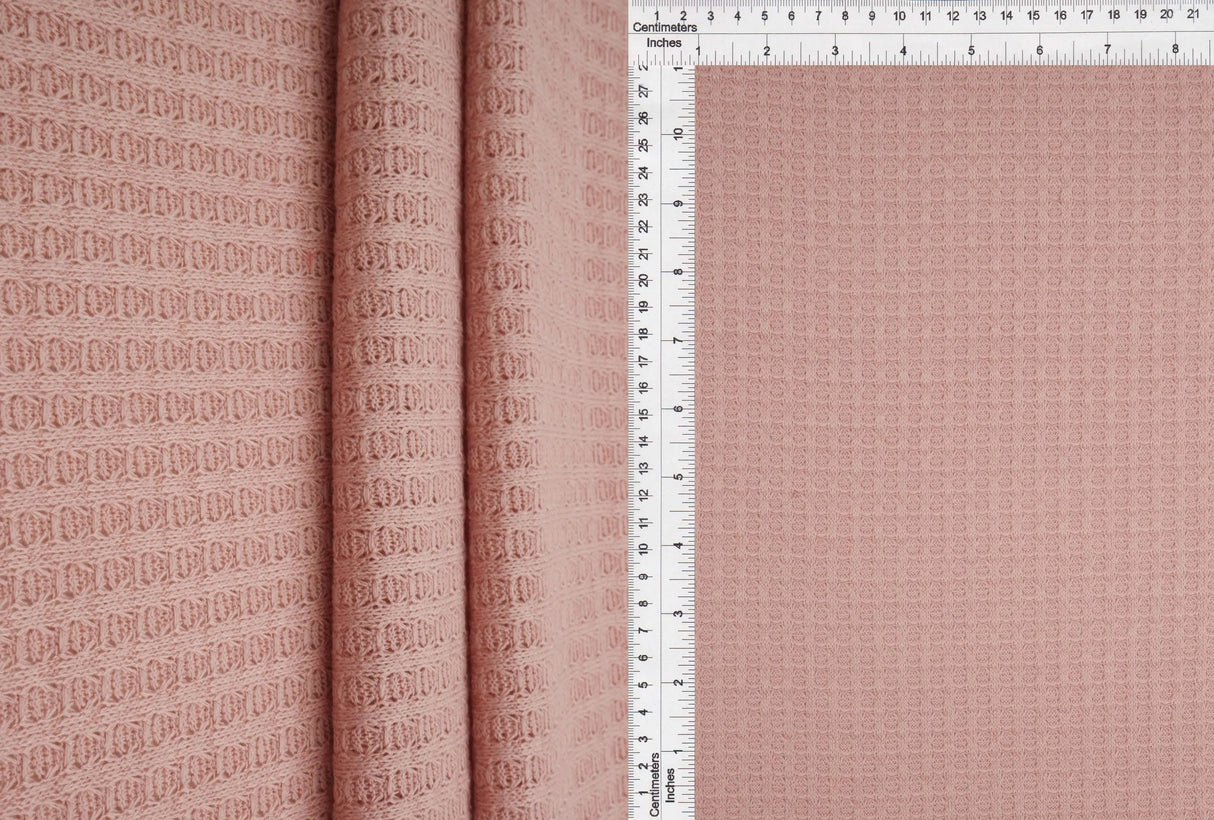 1 Yard Waffle Solid Knit Fabric, 58/60? Wide Polyester Rayon Spandex Blend