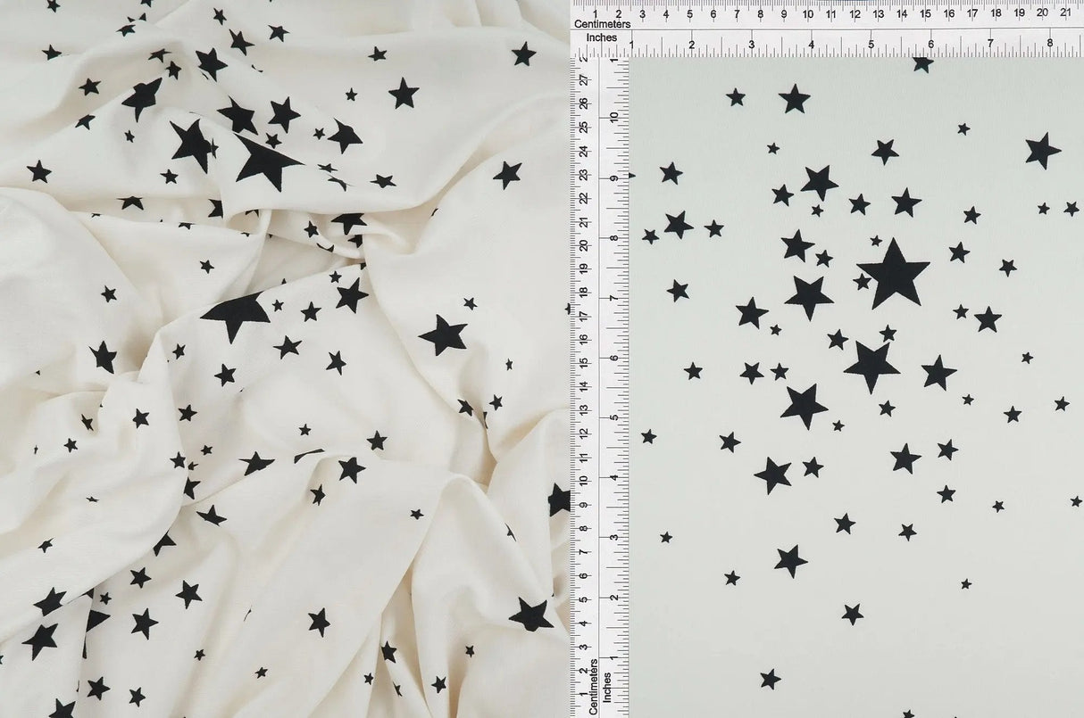 1 Yard DTY Brushed Star Print Knit Fabric, 58/60'' Wide Polyester Spandex Blend