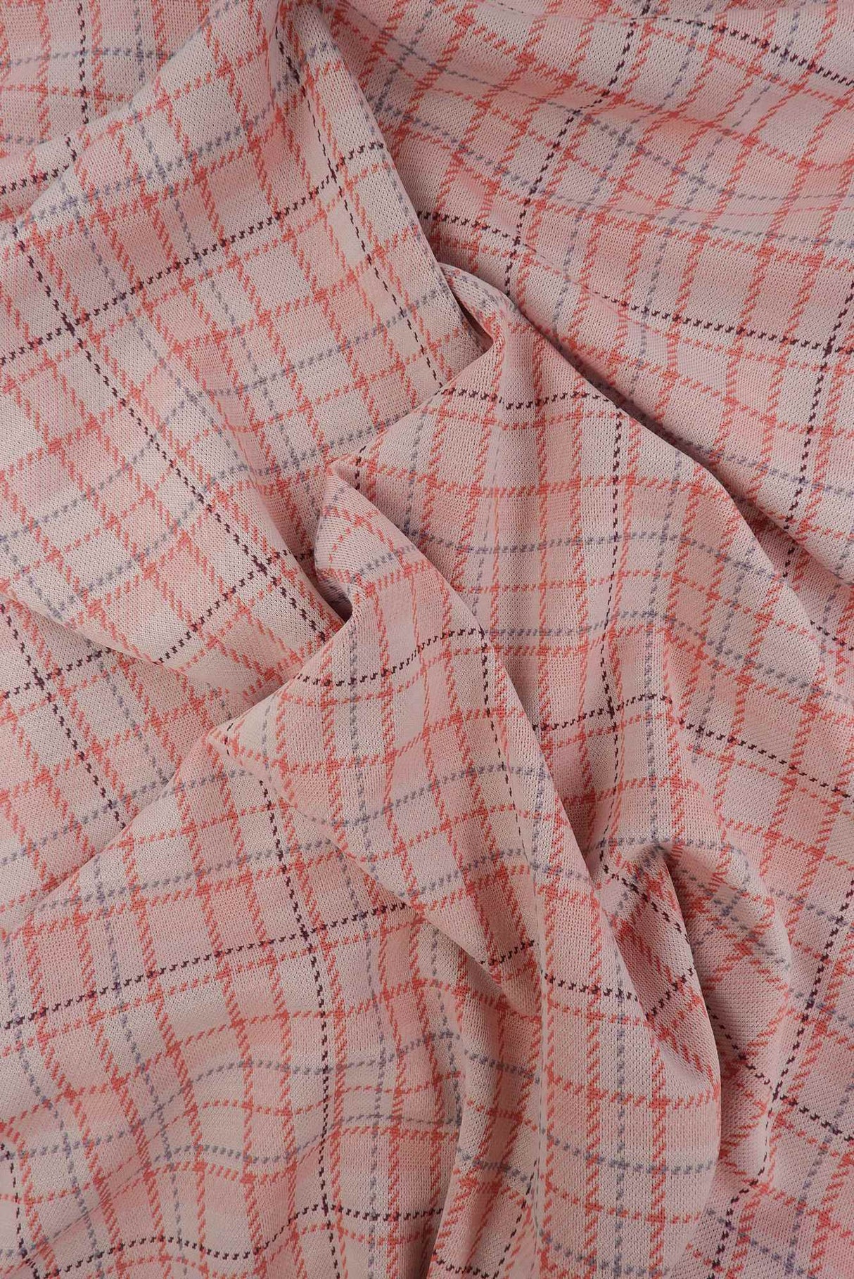 1 Yard Knit Jacquard Plaid Fabric 230 GSM Polyester Rayon Spandex Blend 58/60" Width