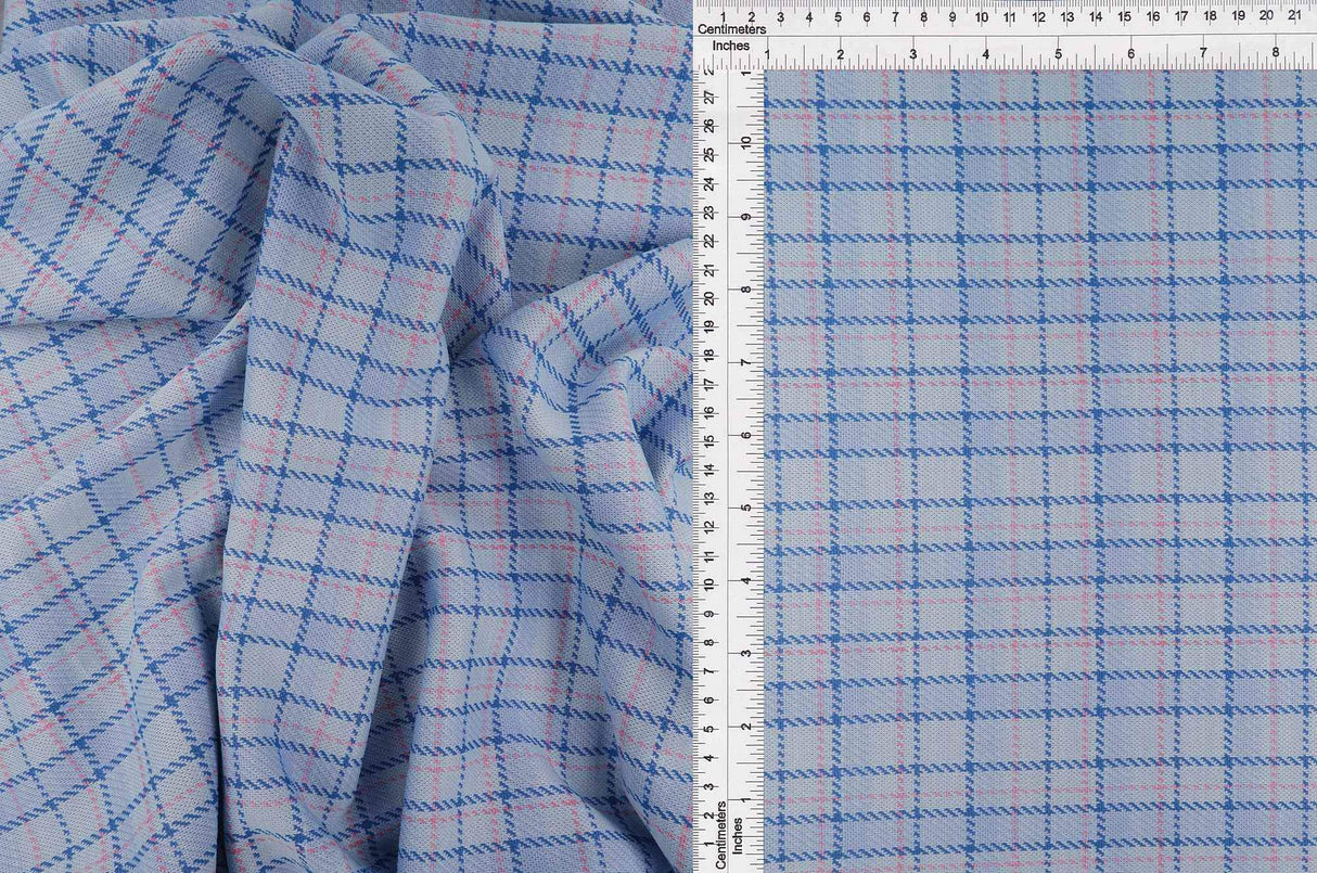 1 Yard Knit Jacquard Plaid Fabric 230 GSM Polyester Rayon Spandex Blend 58/60" Width