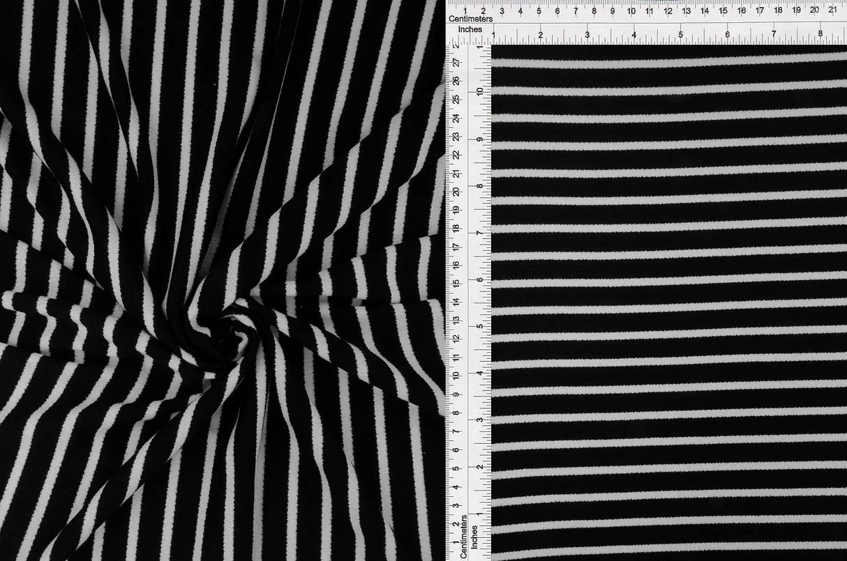 Striped Viscose Crepe Fabric 1 Yard Soft Draping Texture Lightweight 58/60" Wide