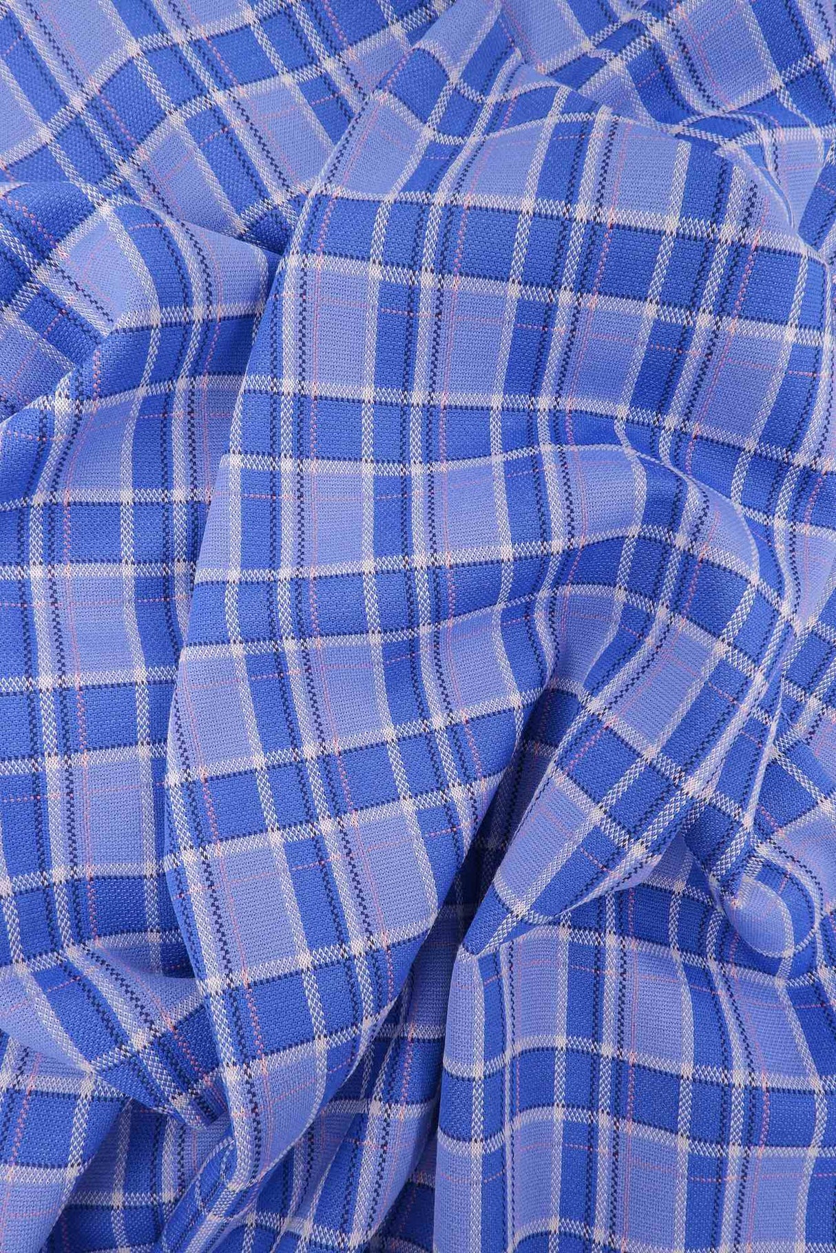 Cozy Double Knit Jacquard Plaid Fabric Stretch Polyester Rayon 58/60 Inches Wide