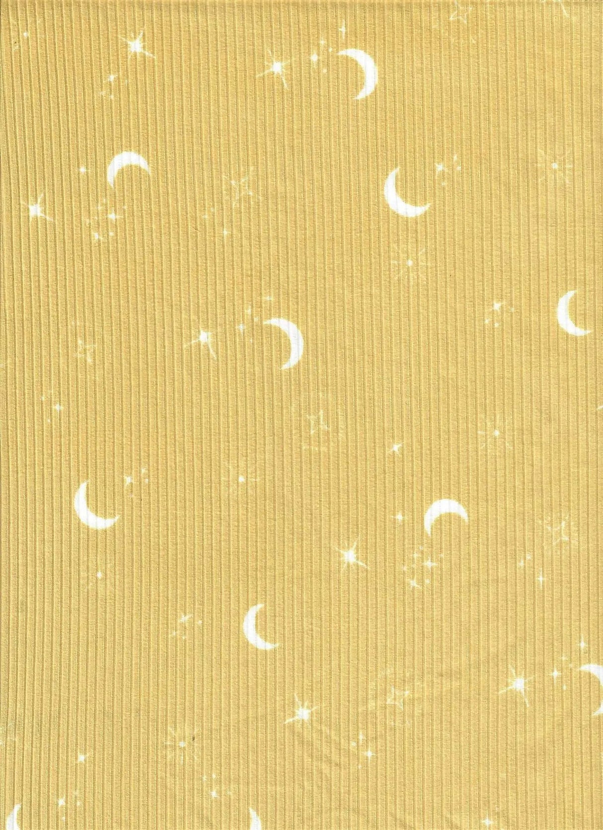 1 Yard Polyester Spandex Yummy Rib Knit Fabric Star Moon Print Soft Stretch 58/60" Width