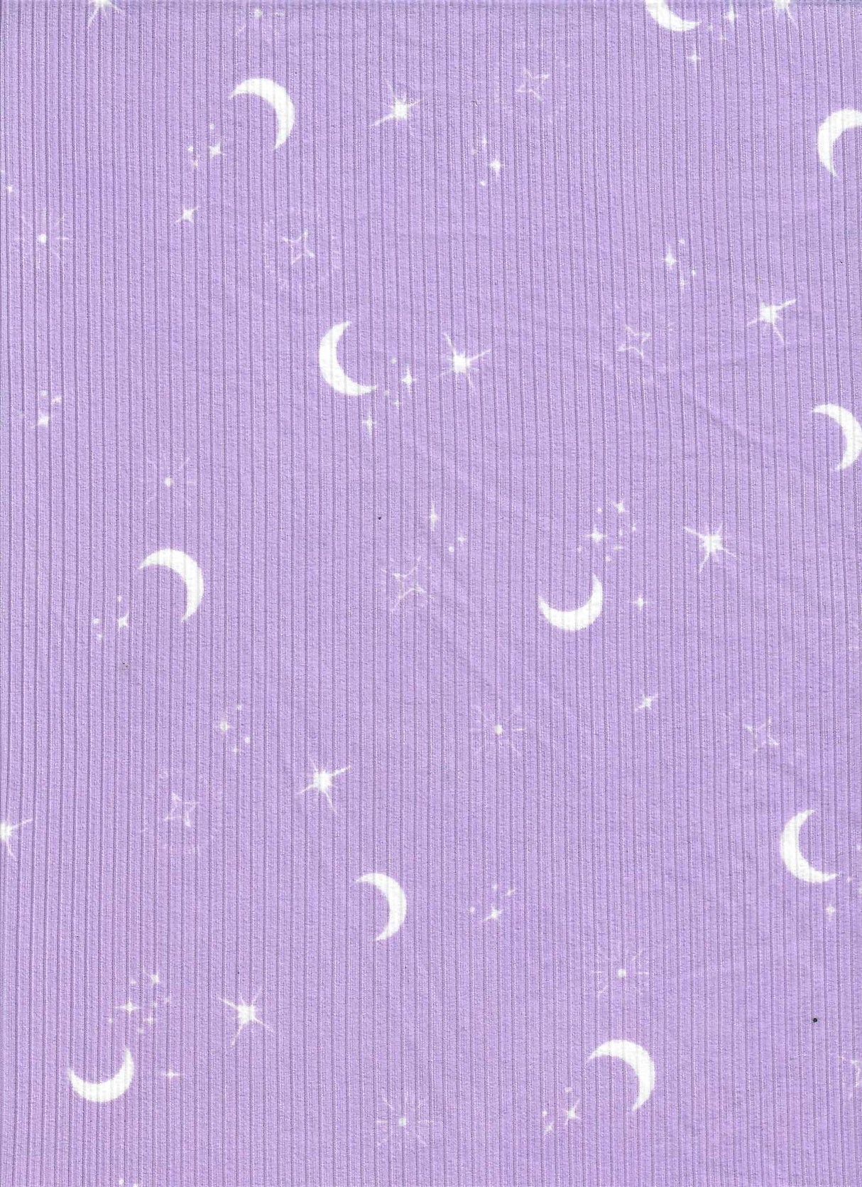 1 Yard Polyester Spandex Yummy Rib Knit Fabric Star Moon Print Soft Stretch 58/60" Width