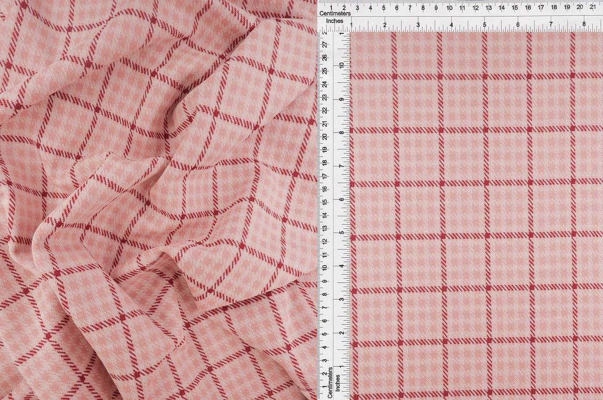 58/60" Double Knit Plaid Jacquard Fabric 90.5% Polyester 8.5% Rayon 1% Spandex 230 GSM by Yard