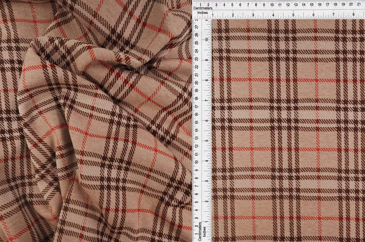 1 Yard Knit Jacquard Plaid Fabric 240 GSM, 58/60'' Wide Polyester Spandex Blend