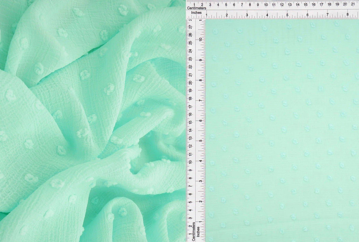 1 Yard Waffle Swiss Dot Chiffon Woven Fabric Textured Sheer Soft Drapery 59/60" Width