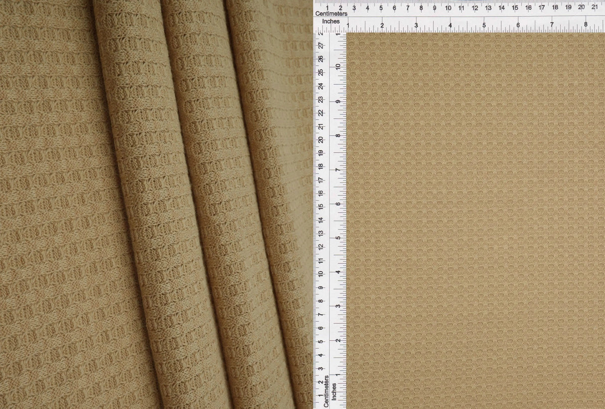 1 Yard Waffle Solid Knit Fabric, 58/60'' Wide Polyester Rayon Spandex Blend