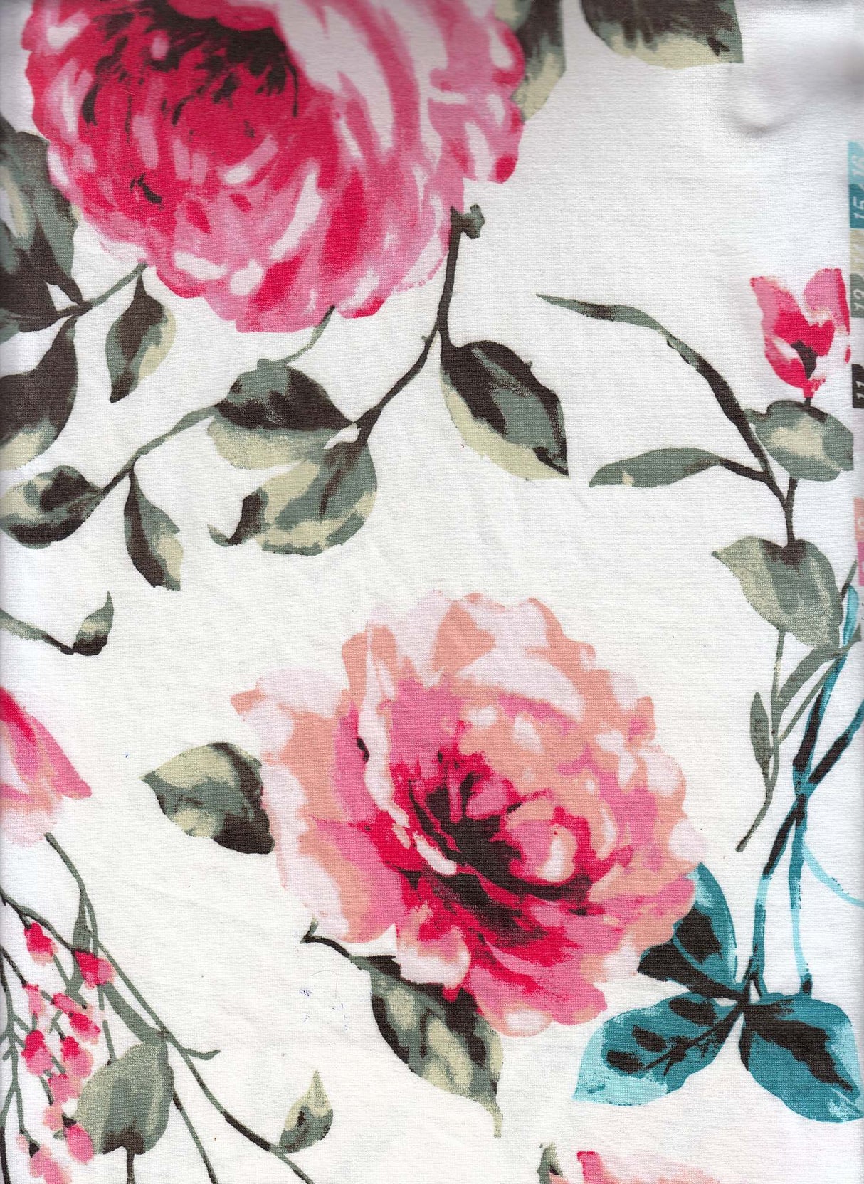 Ivory Viny Floral DTY Knit Fabric 1 Yard Brushed Soft Stretch Material 58/60" Wide