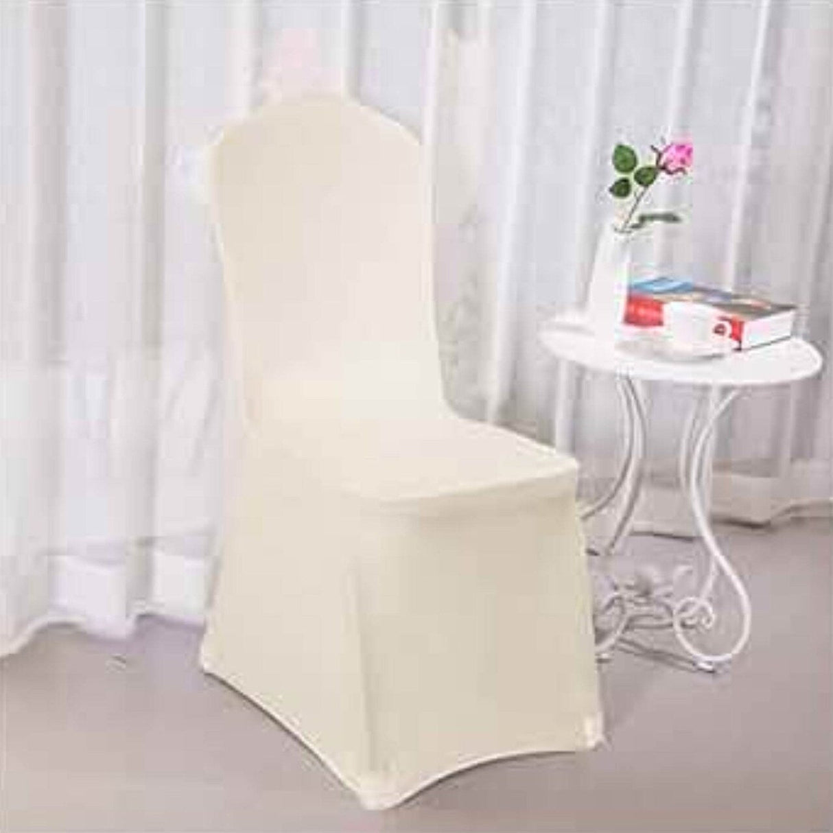 1 Piece Spandex Banquet Chair Cover Ivory Stretch Wrinkle Resistant Elegant Event Decor