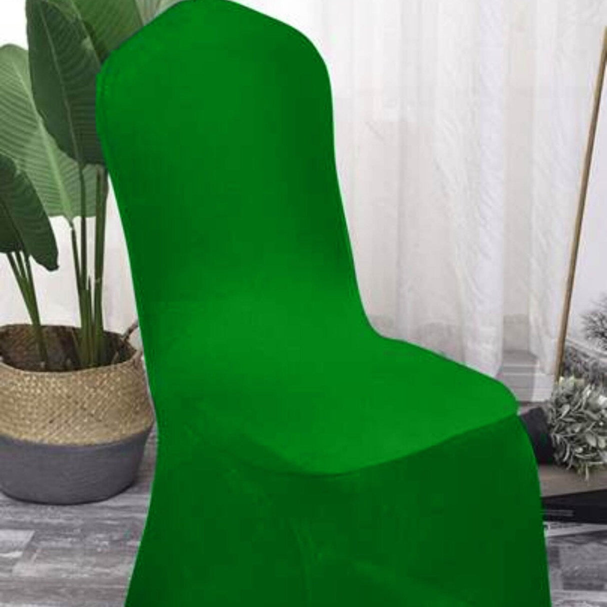 1 Piece Spandex Banquet Chair Cover Emerald Green Stretch Wrinkle Resistant Elegant