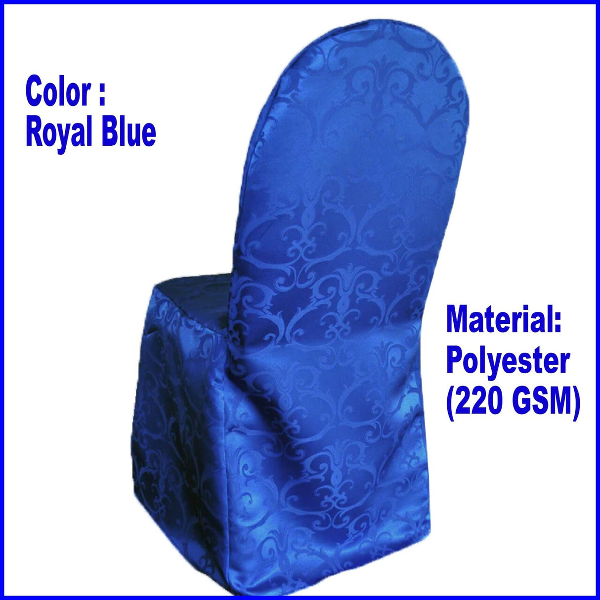 1 Piece Royal Blue Versailles Damask Jacquard Polyester Banquet Chair Cover