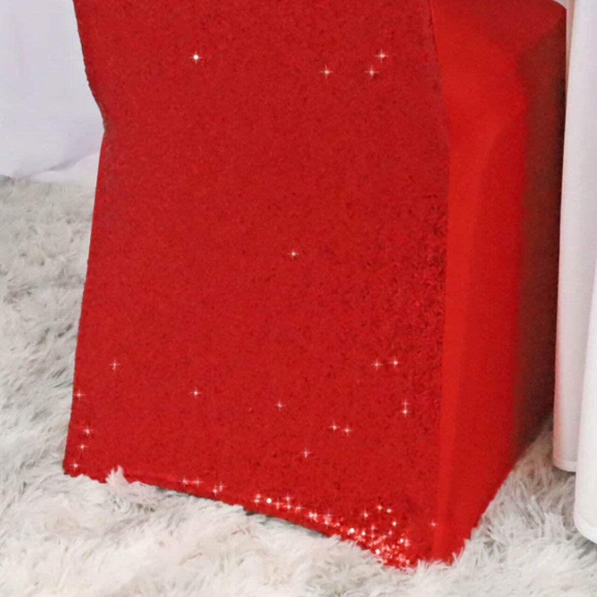 1 Piece Sequin Spandex Banquet Chair Cover Red Stretch Sparkle Elegant Event Decor