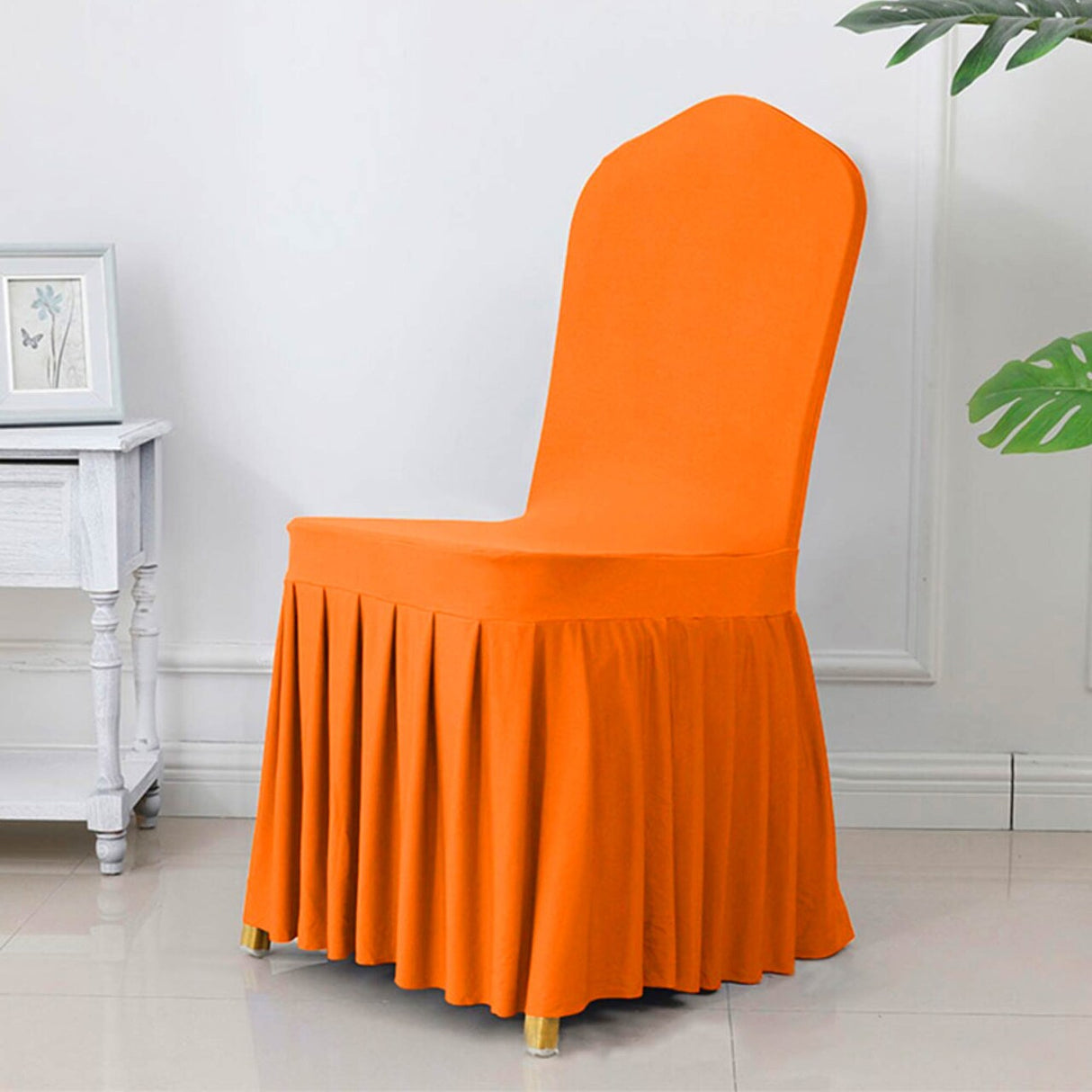 Spandex Banquet Skirt Chair Cover Orange Elegant Stretch Skirt Fit Durable Event Decor