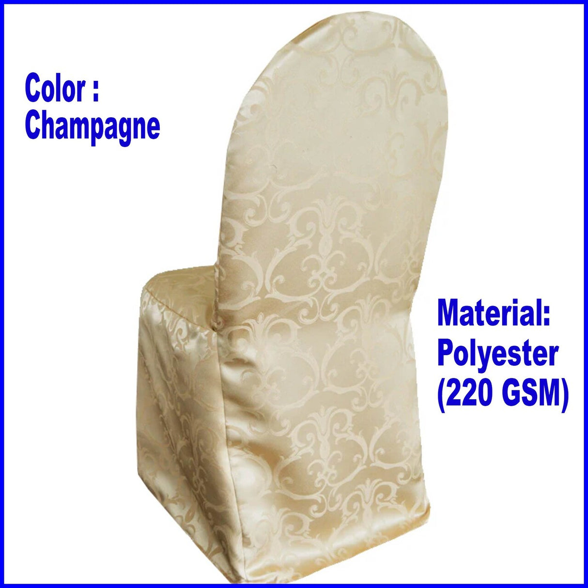 1 Piece Champagne Versailles Damask Jacquard Polyester Banquet Chair Cover